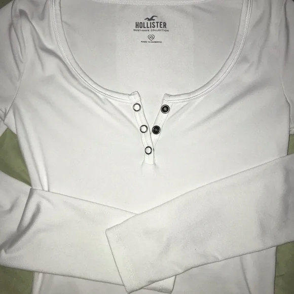Hollister White Long Sleeve Henley Layering Top - Picture 5 of 6